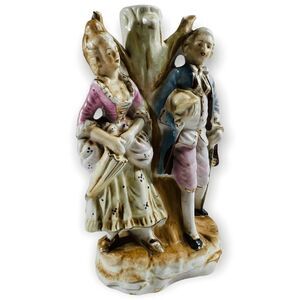 Vintage Ceramic Figurine French Colonial Couple Lamp Base Japan 8 Inch